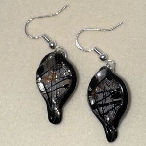 Hand Blown Glass Teardrop Earrings Art Glass Dangle Earrings